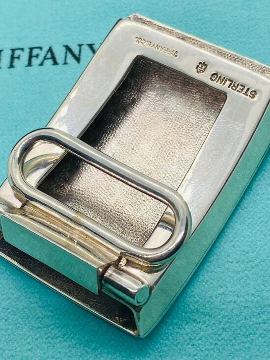 Tiffany & Co Sterling Silver 925 Engine Tuned Buckle Leather Belt main image 10
